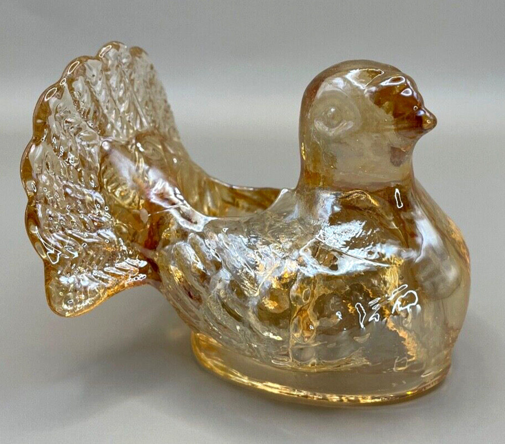 Vintage Iridescent Orange Carnival Glass Turkey Candle Holder ONLY- USED